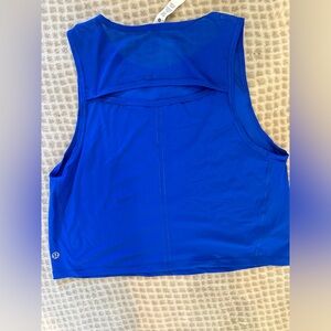 Royal Blue Sleeveless Crop Muscle Tee